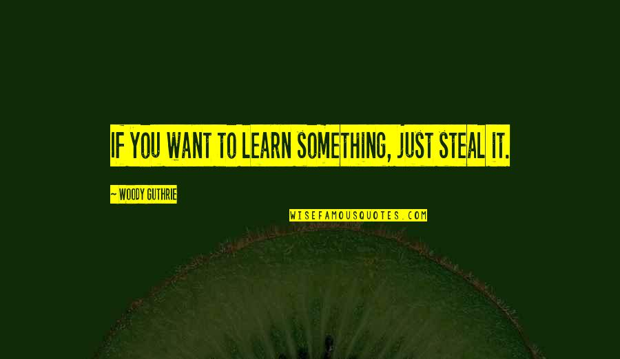 P2646 Quotes By Woody Guthrie: If you want to learn something, just steal P2646 Quotes By Woody Guthrie: If you want to learn something, just steal
