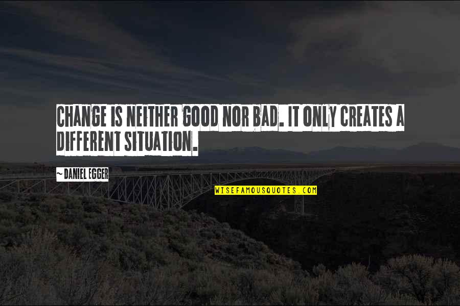 P2883 77 Quotes By Daniel Egger: Change is neither good nor bad. It only