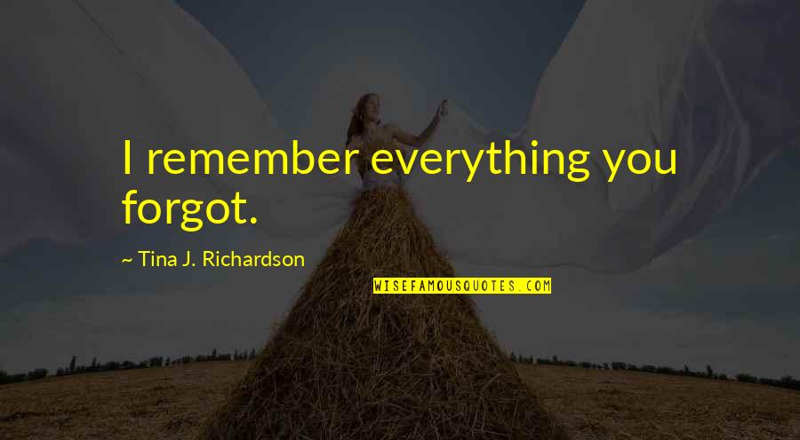 P448 Quotes By Tina J. Richardson: I remember everything you forgot. P448 Quotes By Tina J. Richardson: I remember everything you forgot.