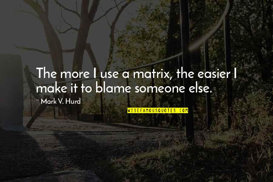 Pa Cute Love Quotes By Mark V. Hurd: The more I use a matrix, the easier