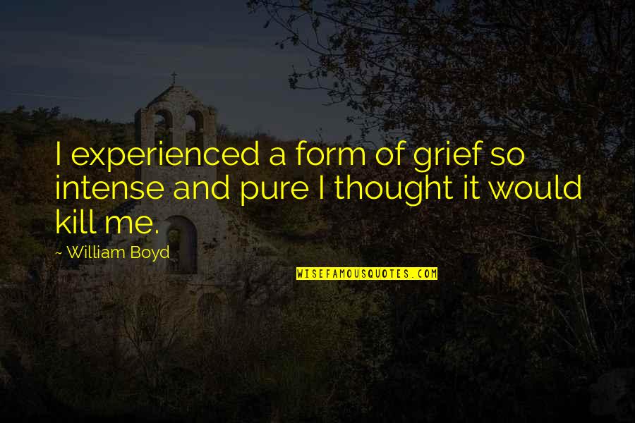 Paaudze Quotes By William Boyd: I experienced a form of grief so intense