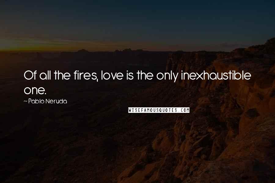 Pablo Neruda quotes: Of all the fires, love is the only inexhaustible one.