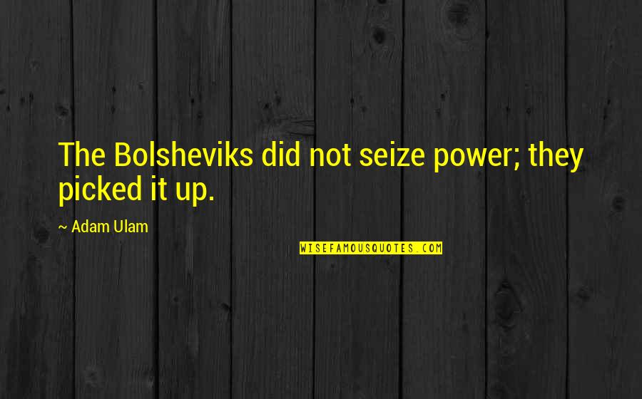 Pachas Dr Quotes By Adam Ulam: The Bolsheviks did not seize power; they picked