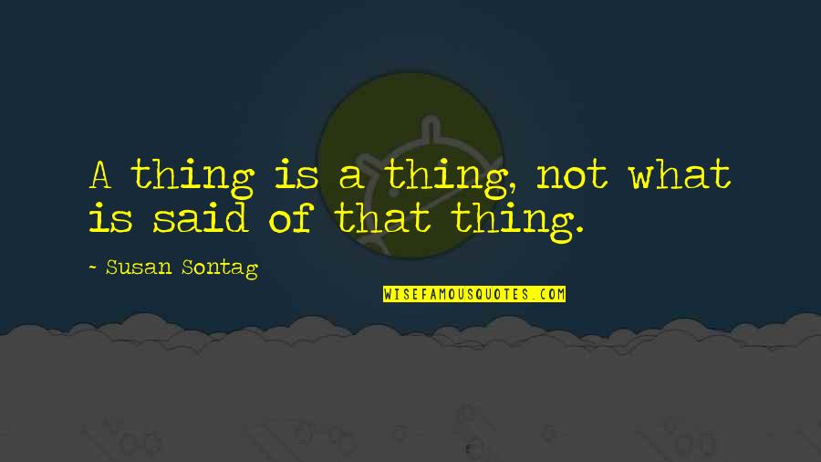 Pacific Mini Series Quotes By Susan Sontag: A thing is a thing, not what is