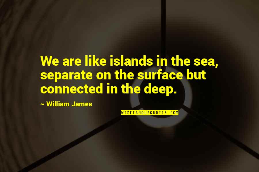 Pacific Theater Quotes By William James: We are like islands in the sea, separate