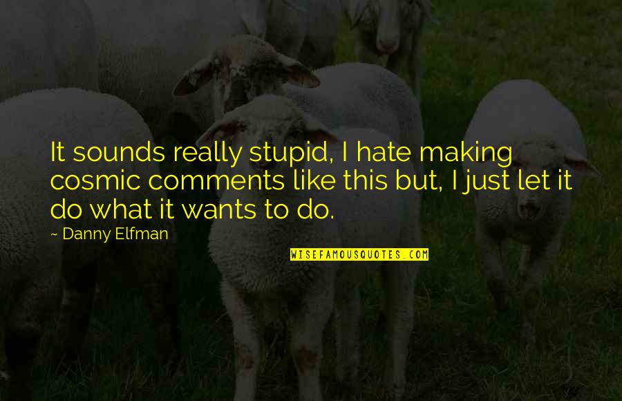 Pacileos Quotes By Danny Elfman: It sounds really stupid, I hate making cosmic