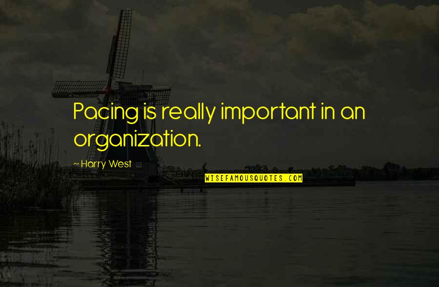 Pacing Quotes By Harry West: Pacing is really important in an organization.
