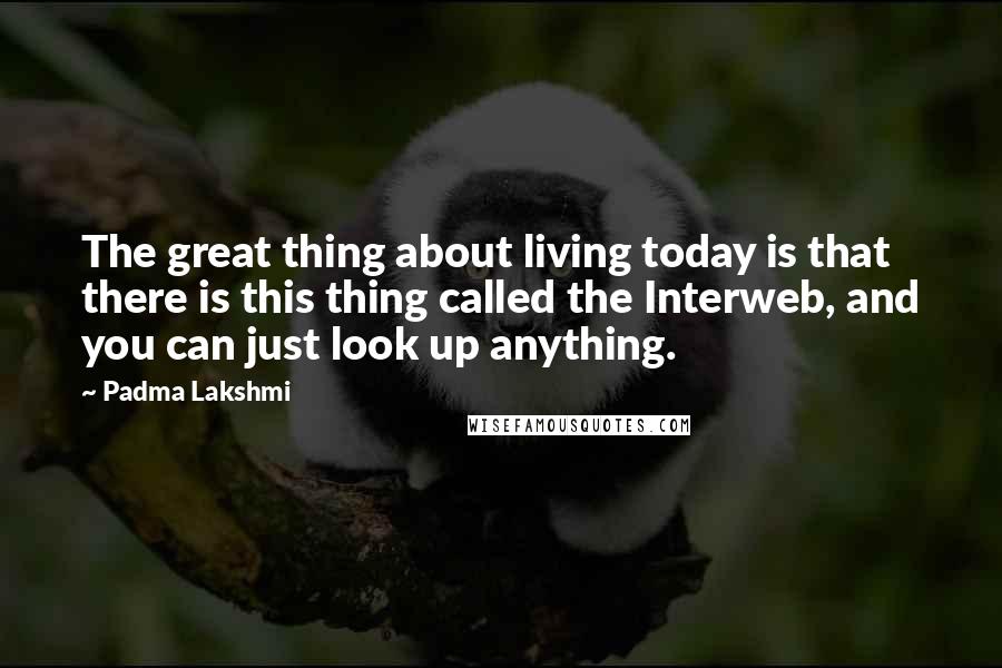 Padma Lakshmi quotes: The great thing about living today is that there is this thing called the Interweb, and you can just look up anything.