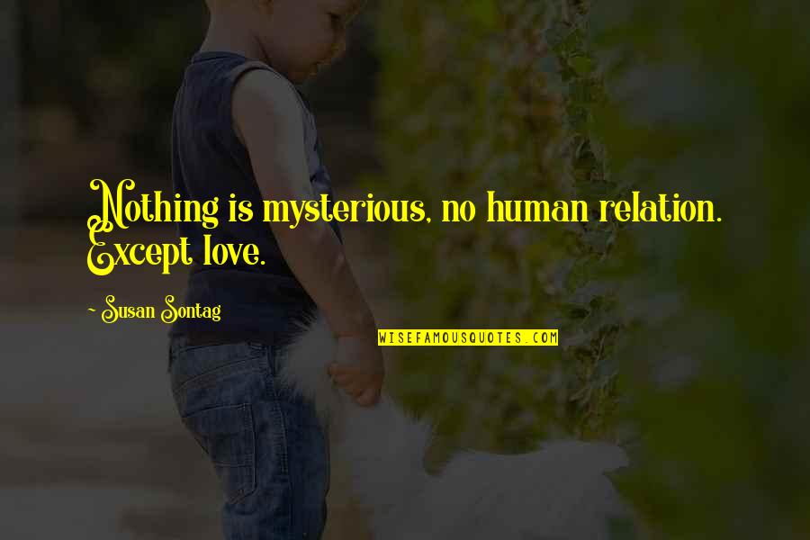 Padma Lotus Quotes By Susan Sontag: Nothing is mysterious, no human relation. Except love.