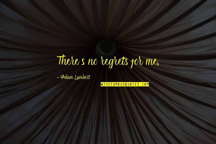 Padubidri India Quotes By Adam Lambert: There's no regrets for me. Padubidri India Quotes By Adam Lambert: There's no regrets for me.