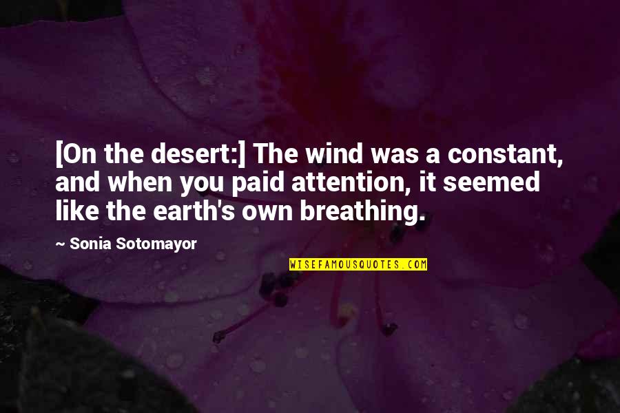 Pagan Yuletide Quotes By Sonia Sotomayor: [On the desert:] The wind was a constant,