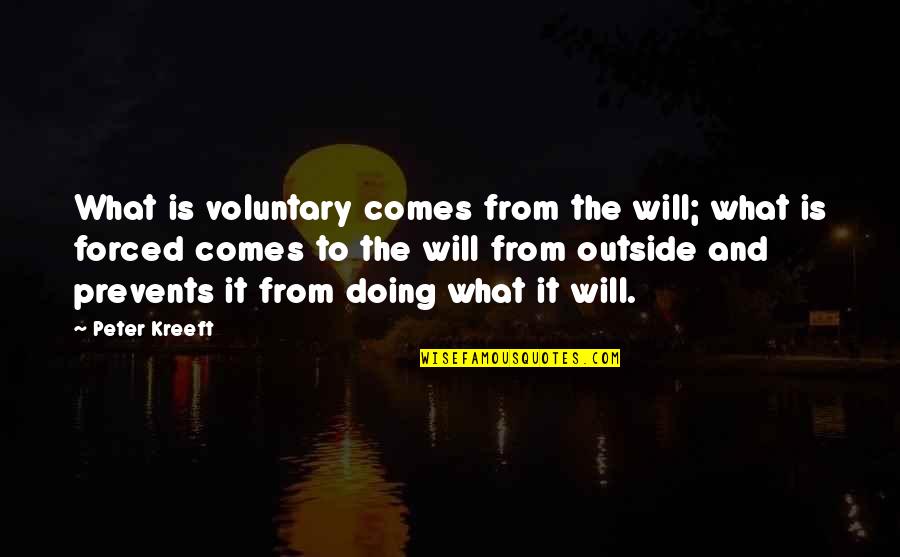 Page 161 Quotes By Peter Kreeft: What is voluntary comes from the will; what