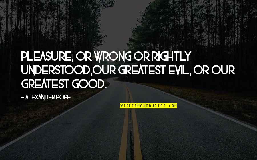 Page 198 Quotes By Alexander Pope: Pleasure, or wrong or rightly understood,Our greatest evil,