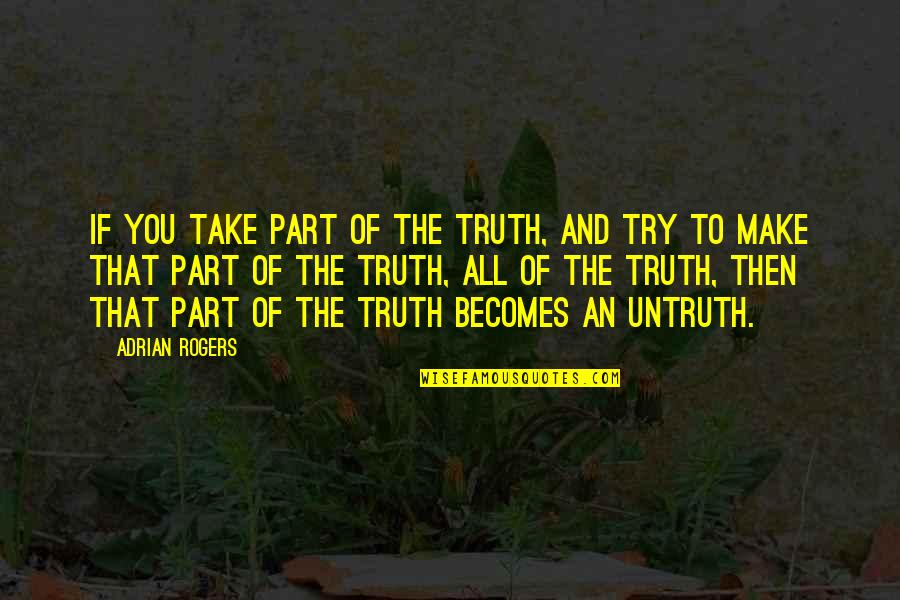 Page 486 Quotes By Adrian Rogers: If you take part of the truth, and