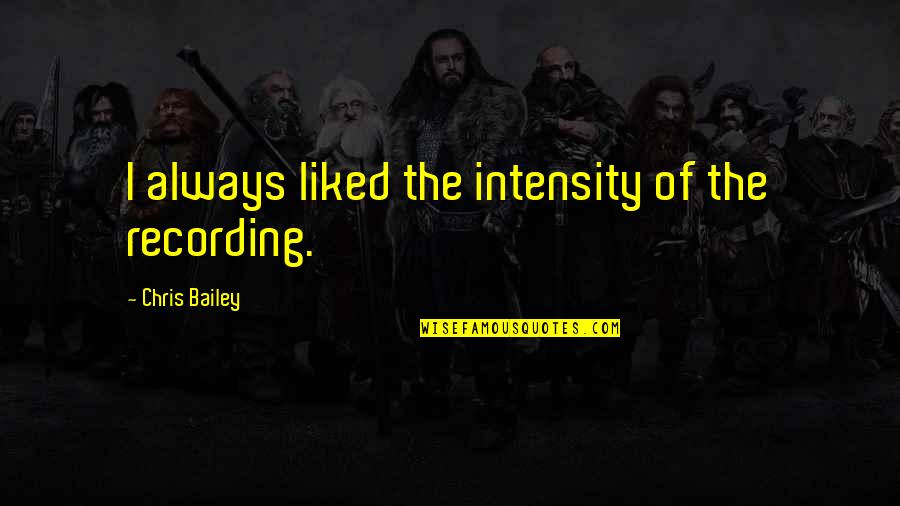 Pahatharata Quotes By Chris Bailey: I always liked the intensity of the recording.