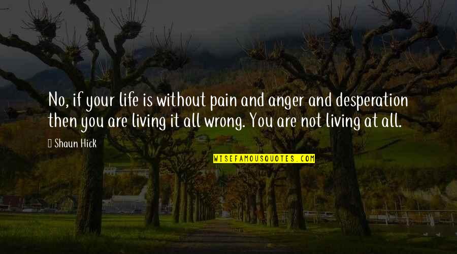 Pain And Anger Quotes By Shaun Hick: No, if your life is without pain and