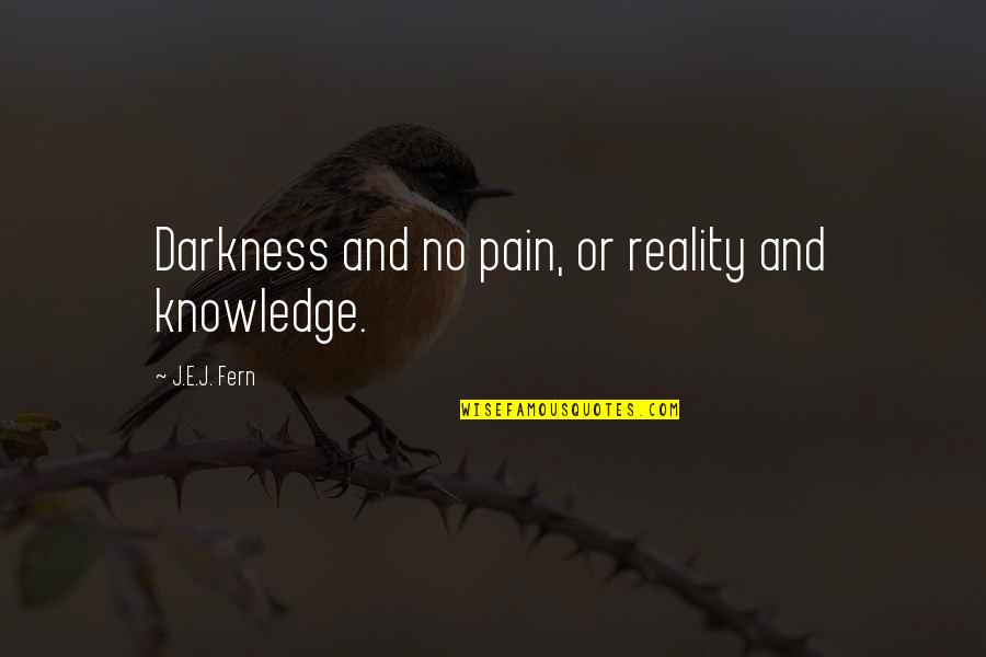 Pain And Darkness Quotes By J.E.J. Fern: Darkness and no pain, or reality and knowledge.