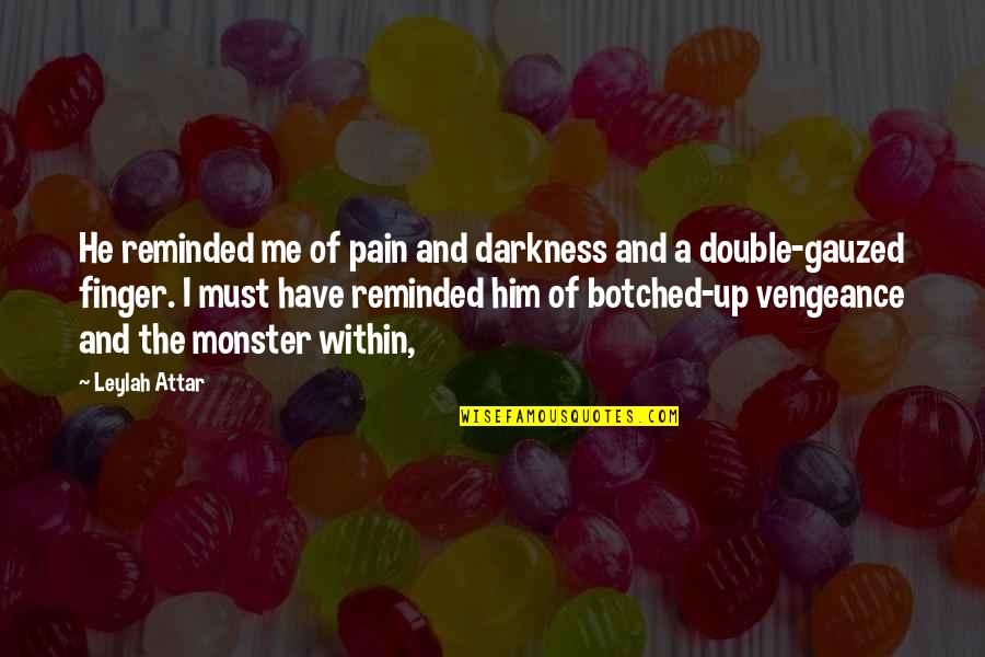 Pain And Darkness Quotes By Leylah Attar: He reminded me of pain and darkness and