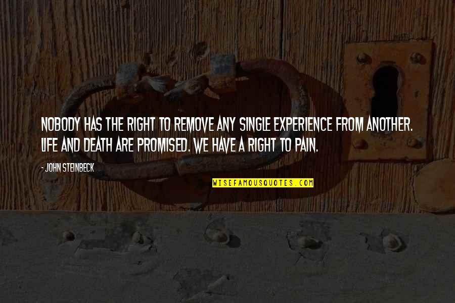 Pain And Death Quotes By John Steinbeck: Nobody has the right to remove any single