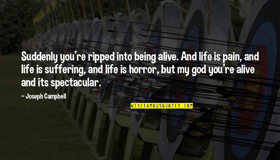 Pain And God Quotes By Joseph Campbell: Suddenly you're ripped into being alive. And life