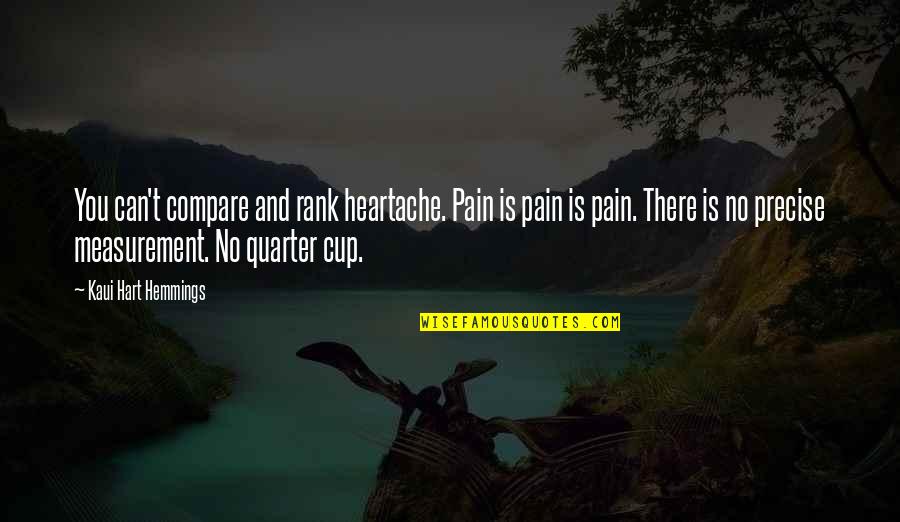 Pain And Heartache Quotes By Kaui Hart Hemmings: You can't compare and rank heartache. Pain is