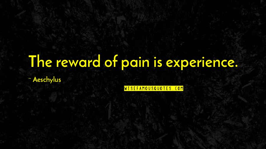 Pain And Reward Quotes By Aeschylus: The reward of pain is experience.