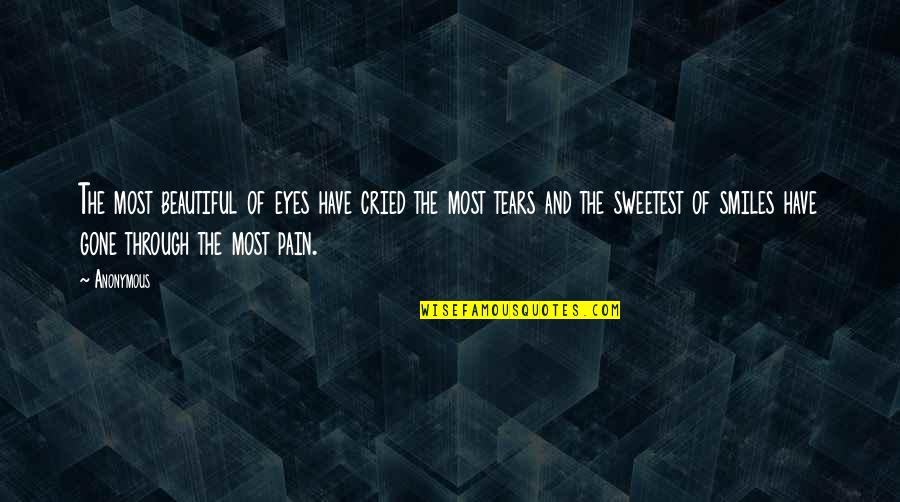 Pain And Tears Quotes By Anonymous: The most beautiful of eyes have cried the