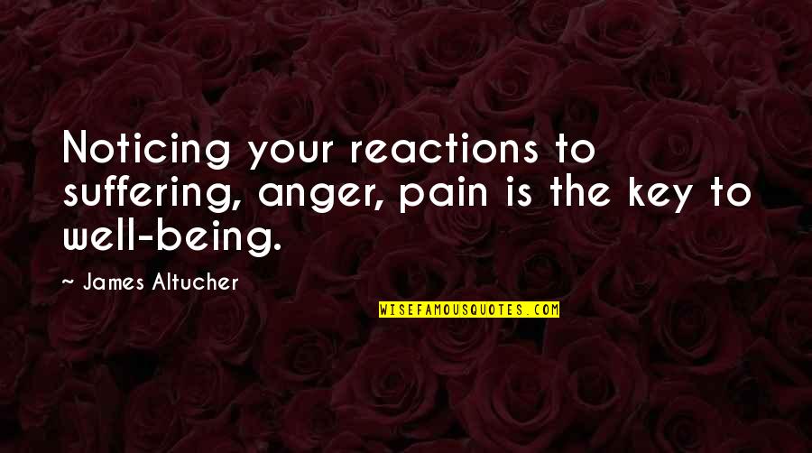 Pain Anger Quotes By James Altucher: Noticing your reactions to suffering, anger, pain is