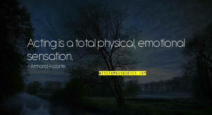 Pain Builds Character Quotes By Armand Assante: Acting is a total physical, emotional sensation.