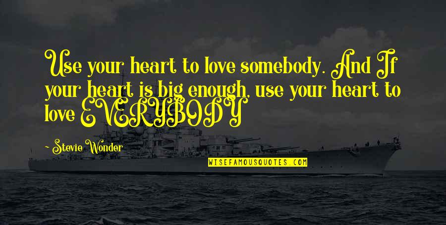 Pain Demands To Be Felt Quotes By Stevie Wonder: Use your heart to love somebody. And If Pain Demands To Be Felt Quotes By Stevie Wonder: Use your heart to love somebody. And If