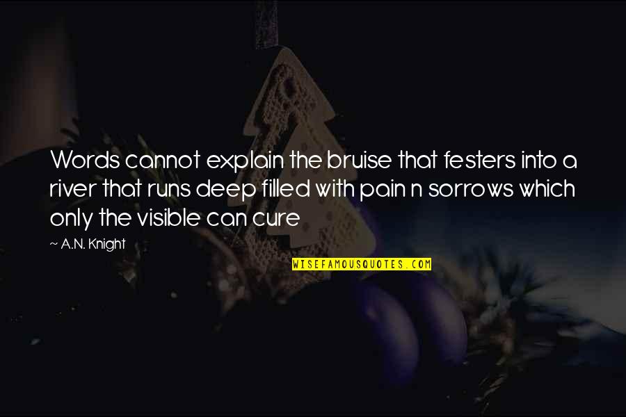 Pain Filled Quotes By A.N. Knight: Words cannot explain the bruise that festers into