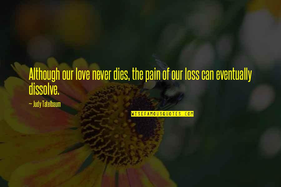 Pain From Loss Quotes By Judy Tatelbaum: Although our love never dies, the pain of