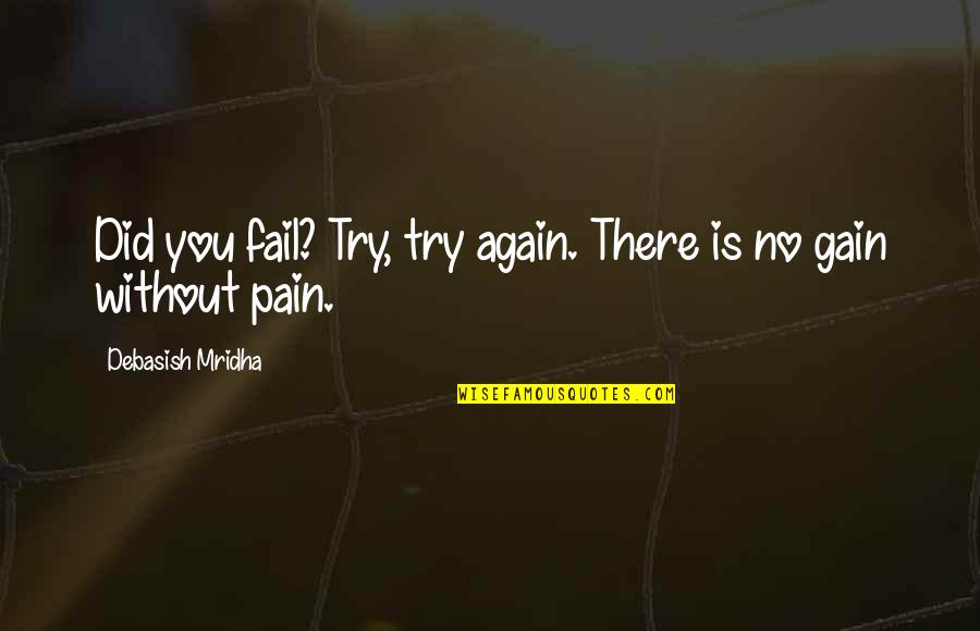 Pain & Gain Quotes By Debasish Mridha: Did you fail? Try, try again. There is