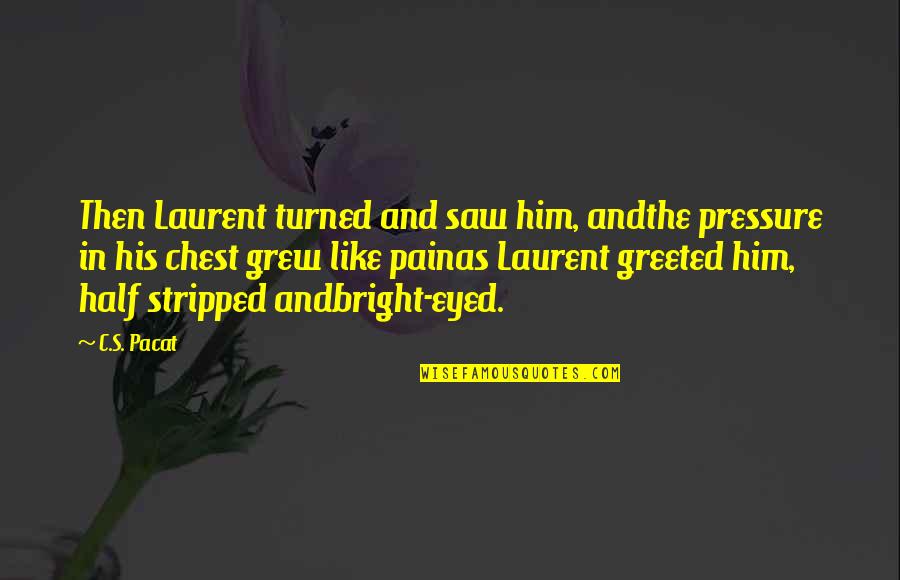 Pain In Chest Quotes By C.S. Pacat: Then Laurent turned and saw him, andthe pressure Pain In Chest Quotes By C.S. Pacat: Then Laurent turned and saw him, andthe pressure