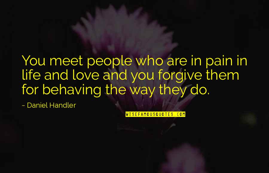 Pain In Life Quotes By Daniel Handler: You meet people who are in pain in