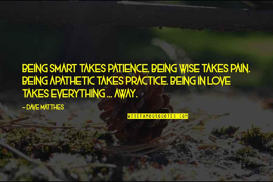 Pain In Love Quotes By Dave Matthes: Being smart takes patience. Being wise takes pain.