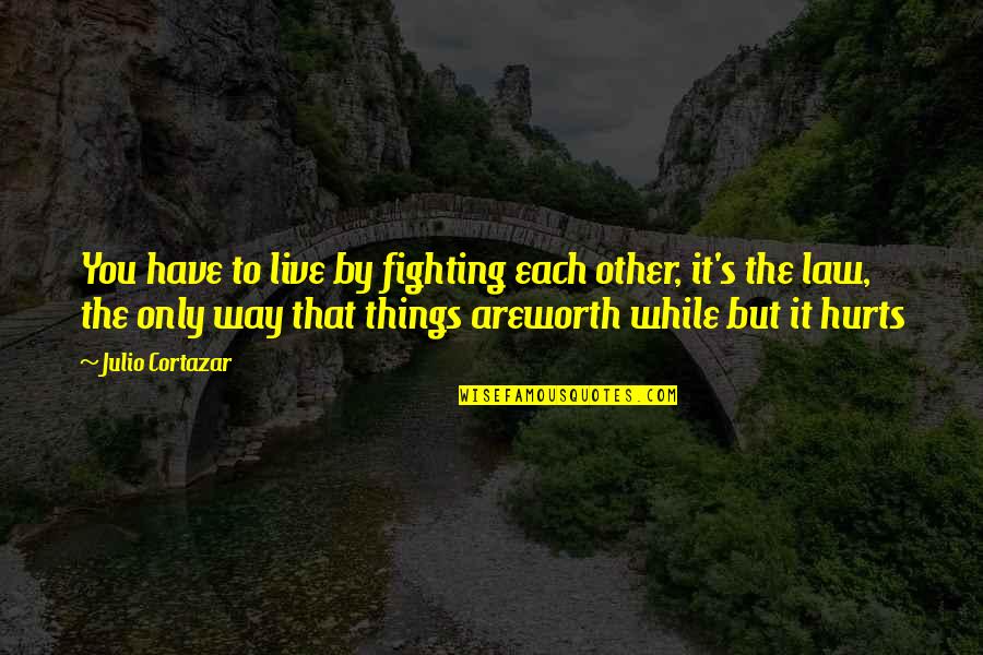 Pain Is Worth It Quotes By Julio Cortazar: You have to live by fighting each other,