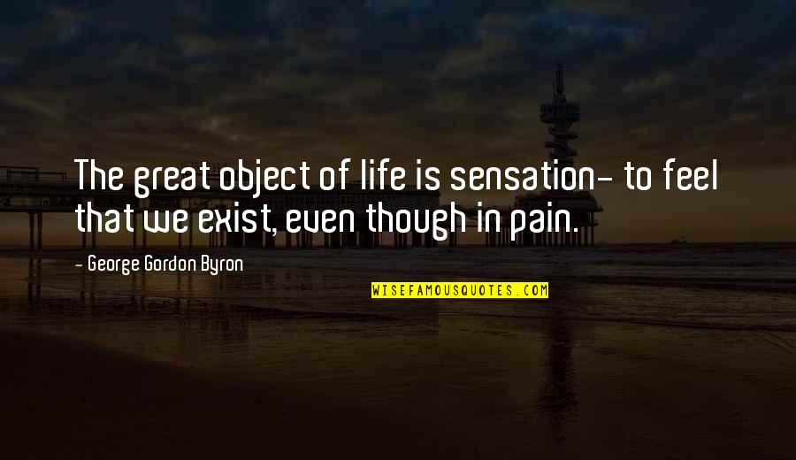 Pain Of Life Quotes By George Gordon Byron: The great object of life is sensation- to