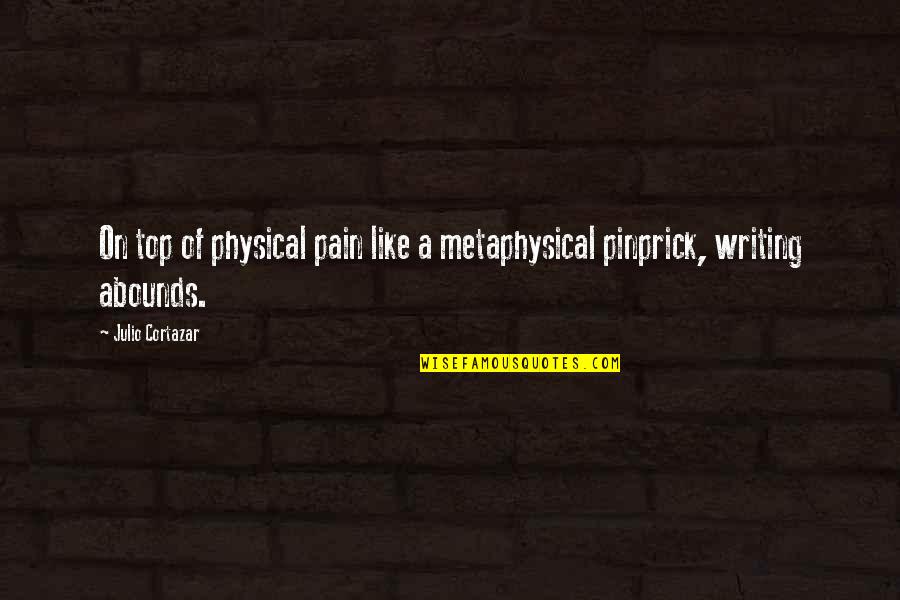 Pain Of Writing Quotes By Julio Cortazar: On top of physical pain like a metaphysical
