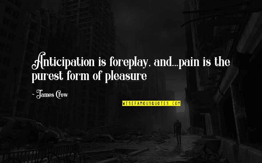 Pain Over Pleasure Quotes By James Crow: Anticipation is foreplay, and...pain is the purest form