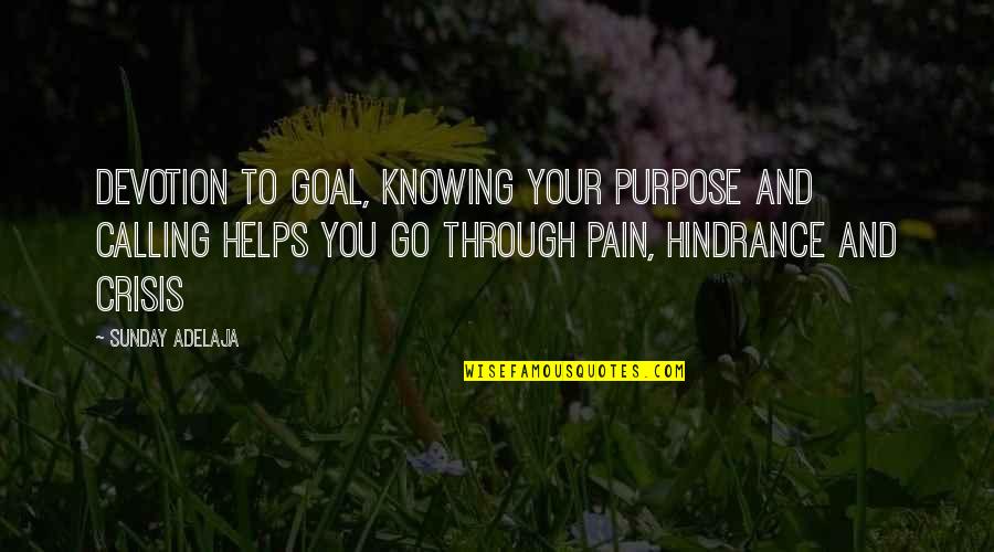 Pain Purpose Quotes By Sunday Adelaja: Devotion to goal, knowing your purpose and calling Pain Purpose Quotes By Sunday Adelaja: Devotion to goal, knowing your purpose and calling