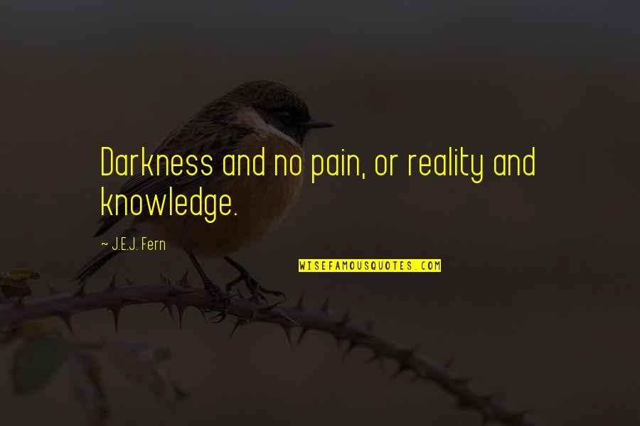 Pain Reality Quotes By J.E.J. Fern: Darkness and no pain, or reality and knowledge.