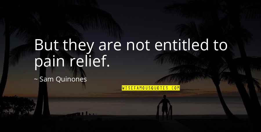 Pain Relief Quotes By Sam Quinones: But they are not entitled to pain relief. Pain Relief Quotes By Sam Quinones: But they are not entitled to pain relief.