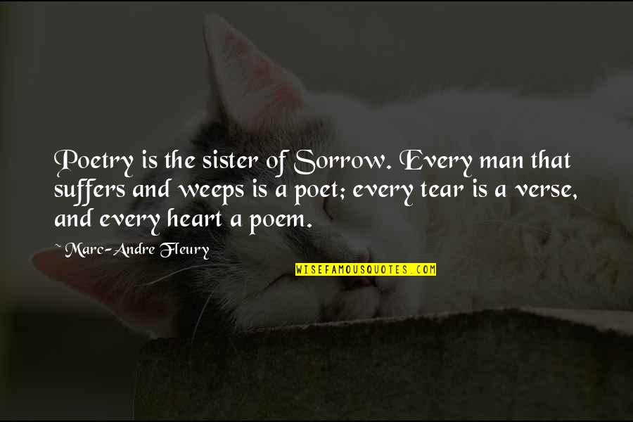 Pain Unbearable Quotes By Marc-Andre Fleury: Poetry is the sister of Sorrow. Every man