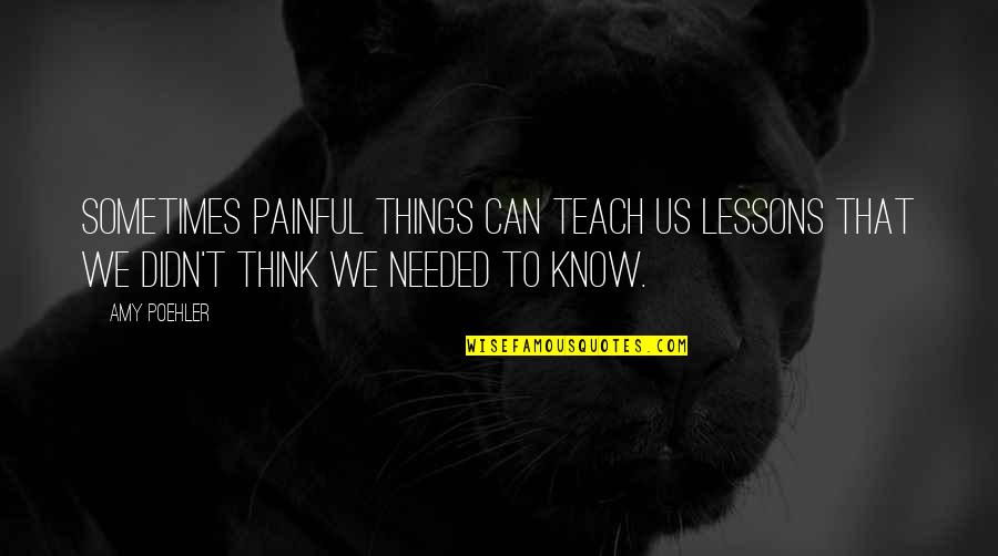 Painful Lessons Quotes By Amy Poehler: Sometimes painful things can teach us lessons that