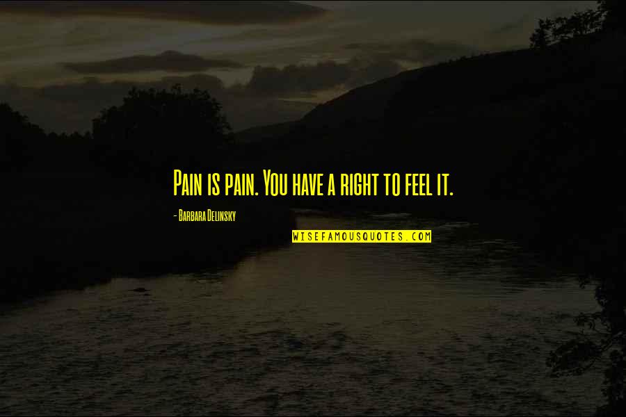 Painful Memories Quotes By Barbara Delinsky: Pain is pain. You have a right to