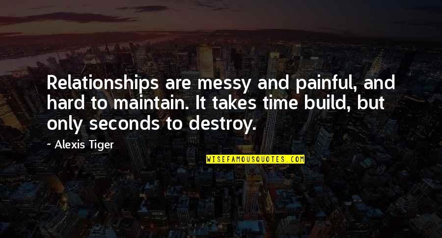Painful Relationships Quotes By Alexis Tiger: Relationships are messy and painful, and hard to Painful Relationships Quotes By Alexis Tiger: Relationships are messy and painful, and hard to