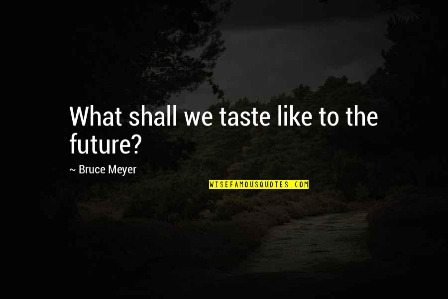 Painfully Shy Quotes By Bruce Meyer: What shall we taste like to the future?