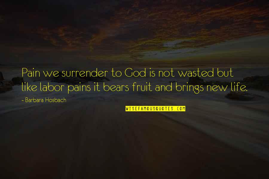 Pains In Life Quotes By Barbara Hosbach: Pain we surrender to God is not wasted