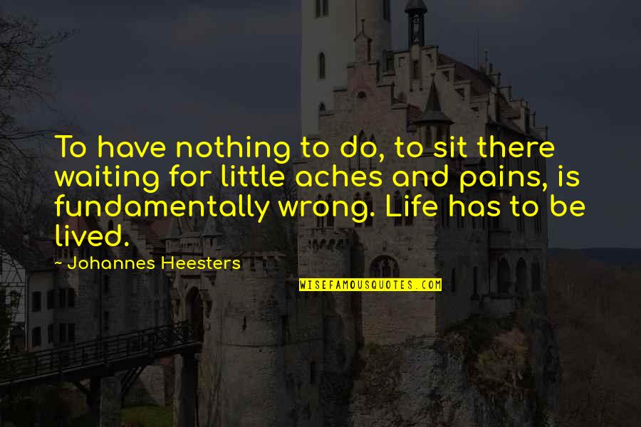 Pains In Life Quotes By Johannes Heesters: To have nothing to do, to sit there